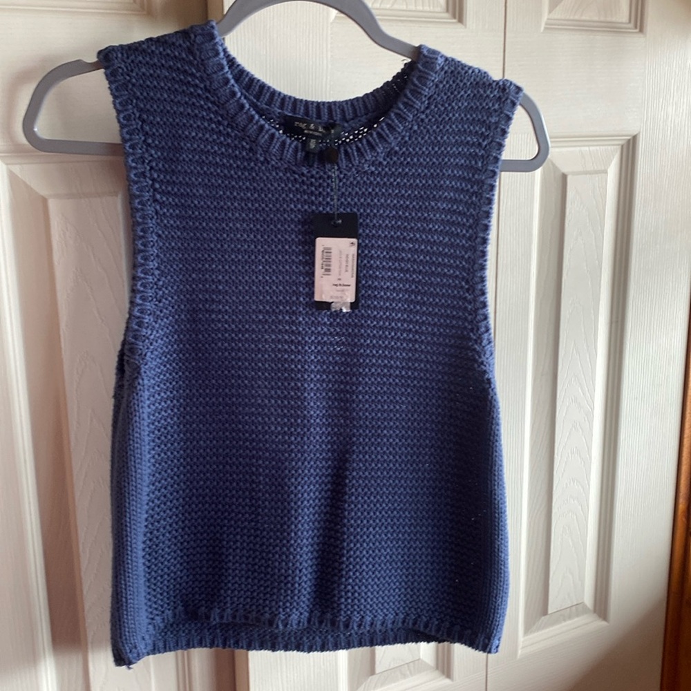 Rag & Bone NWT Jackie Sleeveless Crewneck 100% Cotton Knit Sweater size XS
